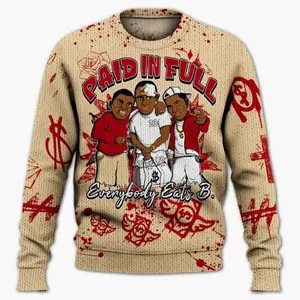 Streetwear Dunk Low Strawberry Waffle Shirt, Everybody Paid In Full Crayon Knitted Sweater KWO ECG