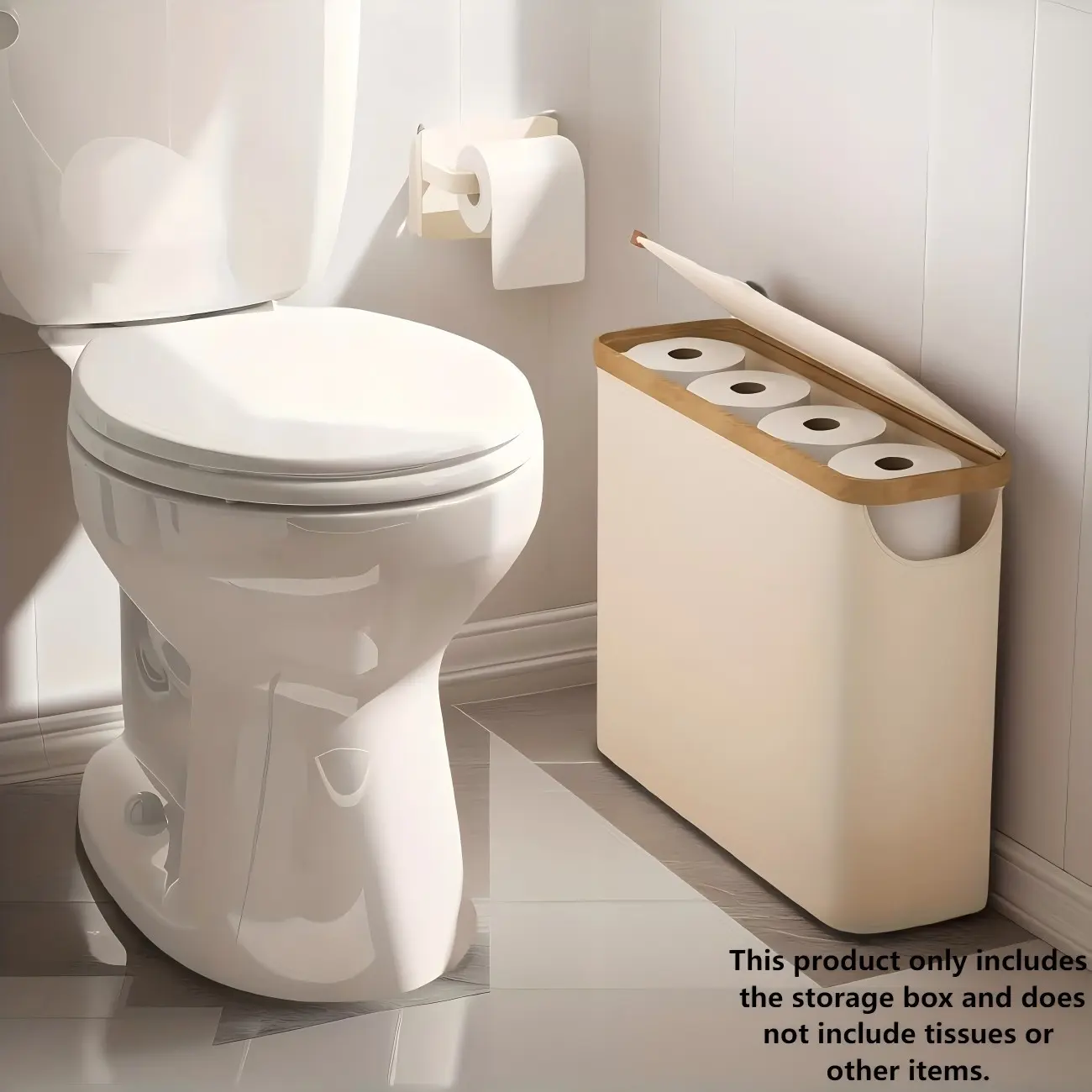 Canvas Toilet Paper Storage Basket with Bamboo Lid, Large Capacity Holds 9-12 Rolls, Dustproof Toilet Roll Organizer, 600D Oxford Cloth, Available in Black, Gray, Ideal for Modern Bathroom, Bathroom Accessory, Bathroom Necessities