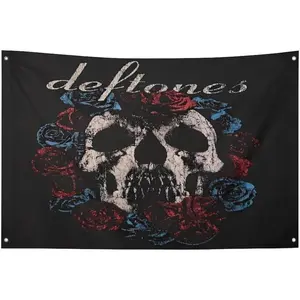 for DefTones Flag Skull Art Poster Tapestry for Decorating Garden Yard Balcony Wall Hanging College Dorm Wall Decor Room Flags 3x5 ft