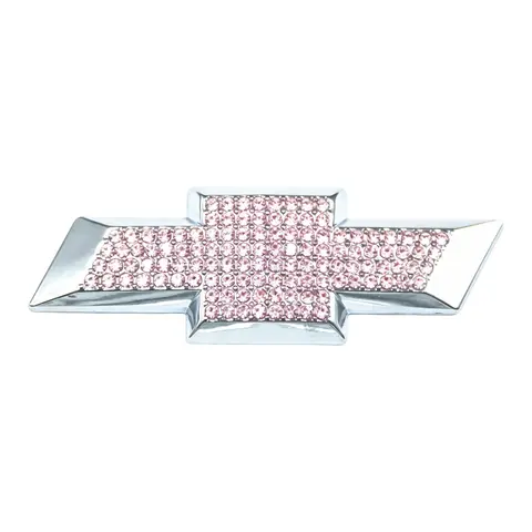 Pink Rhinestone Car Emblem Accessory Compatible with Chevrolet, Decorative Bowtie Interior Trim for Chevy Models Girly Car Accessories