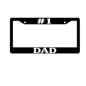 #1 Dad Black Aluminum License Plate Frame | Best Dad Ever Heavy Duty Metal Auto Accessory