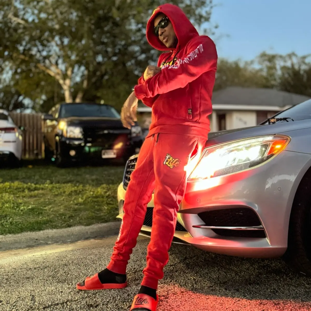 Red sweatsuits