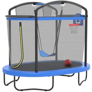 Segmart 4×6Ft Kids Trampoline with Enclosure Net & Basketball Hoop – Mini Toddler Trampoline for Indoor/Outdoor Use, Safe No-Gap Design – Great Birthday Gift for Boys & Girls