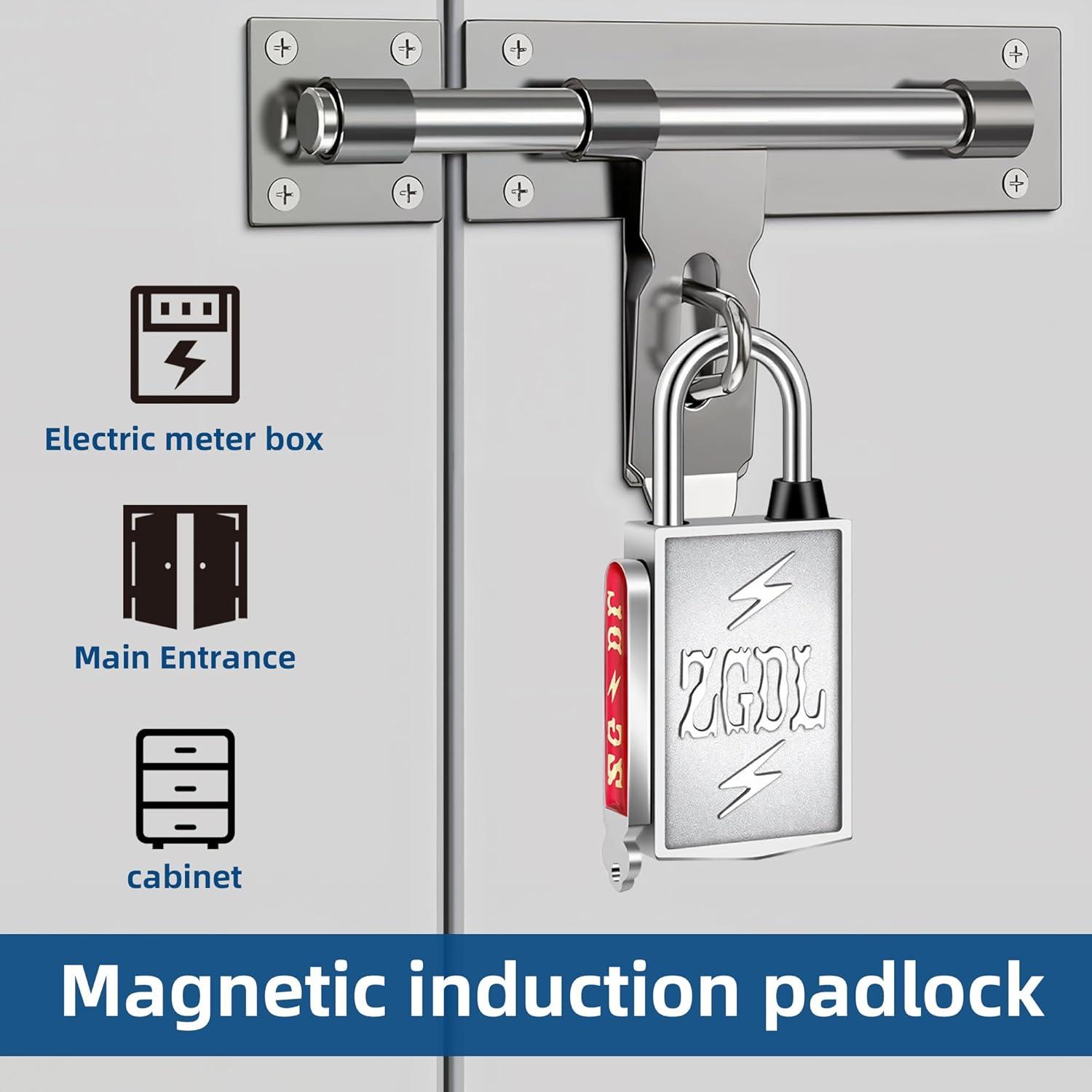 Keyless Hole Magnetic Padlock， 30mm Outdoor Weatherproof Lock， Waterproof Rust Proof Anti-Pry Combination Lock for Gates， Sheds， Toolbox， Fence， Cabinets & Storage