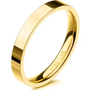 NOKMIT 3mm 14K Gold Filled Rings for Women Dainty Gold Stacking Stackable Band Thin Gold Thumb Pinky Finger Ring Non Tarnish Comfort Fit Size 4 to 11