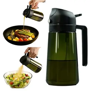 2 in 1 Olive Oil Dispenser with Fine Mist Quick Press for Salads & Air Fryers Precise Spray Perfect Mist One Handed Operation