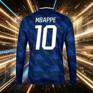 2026 France National Home Blue 10# Mbappe 7# Dembele Short And Long Sleeve Soccer Jersey Fans Version