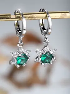 Flower Hoop Earrings for Women & Girls Zirconia Inlay Classic Elegant Design Infinity Earring Daily Wear Jewelry Accessory for All Seasons