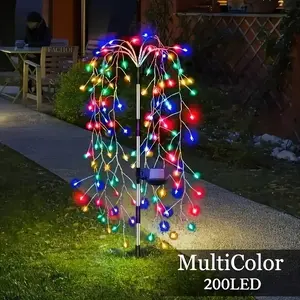 200led Light Solar Starburst Atmosphere Lamp, 8 Bright Modes Outdoor Decor, 120led Fairy Lights for Garden and Pathway