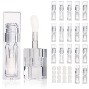 18 count Empty 6ml Square Clear PETG lip gloss tubes big deo foot wand lipgloss tube container for lip oil