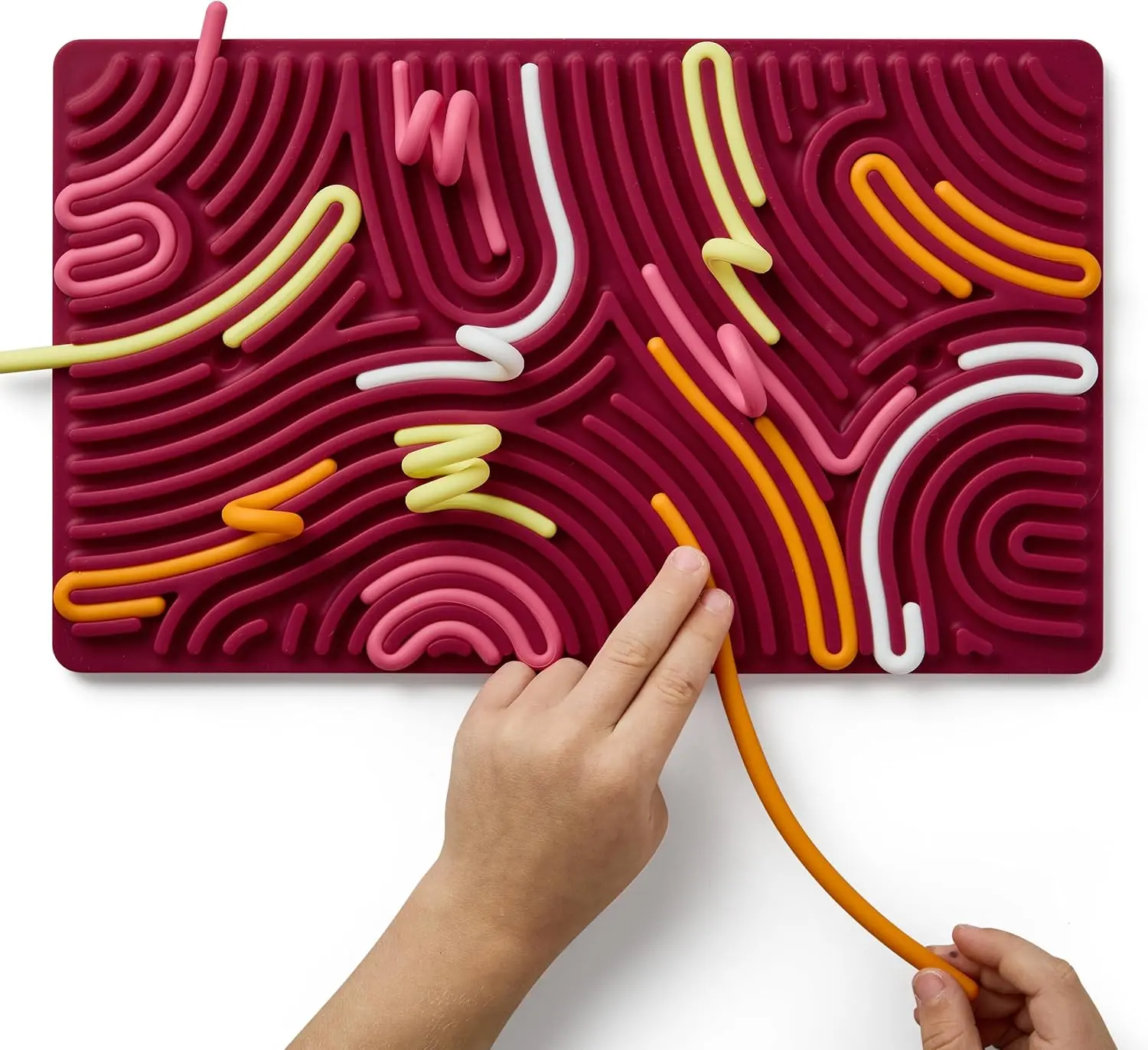 Pushpeel XL Sensory Activity Board for Kids Ages 3+ – Expandable Silicone Fidget and Fine Motor Toy wiess-Free Tactile Play, Berry