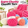 BATELO Chunky Chenille Yarn 8-Pack Bundle - 8 oz/25 yds per Pack, Bulky Nature Fuzzy Yarn Knitting Supplies for Blanket Projects, Crochet Style DIY Crafts