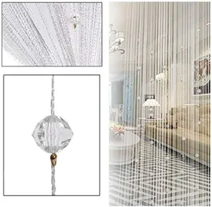 Crystal Beaded String Door Curtain - Room Divider Fringe - Window Panel Drapes