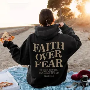 FaithOverFearChristianHoodieChristianSweatshirtJesusHoodieTrendyHoodieBibleVerseShirtUnisexAestheticClothes