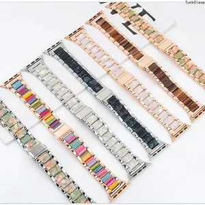 Adjustable Metal Resin Watch Band for Apple Watch – Fits 38–49mm & Series 1–11/SE/Ultra, Smartwatch Strap for Summer Rotation & Daily Wear