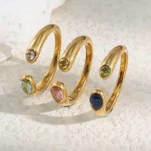 Dual-Stone Open Coil Ring