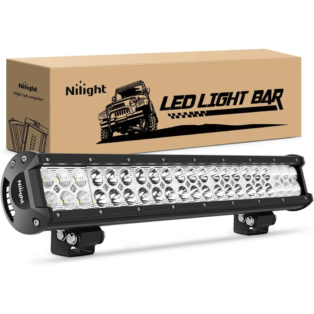 Nilight 20In 126W Power LED Lightbar with Cooling Fan & Moisture Test, Spot-Flood Combo LED Bar Lights for Trucks, Off-Road Driving & Fog Work Use