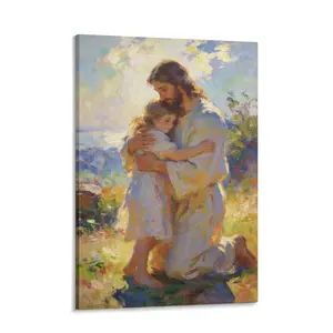 Jesus Christ Embracing Child Canvas Wall Art Christian Home Decor Print Sacred Christian Wall Art High-Quality Canvas Print ️ eggs