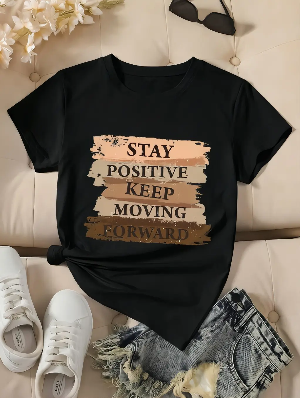 Encouraging Hopeful Affirmation Graphic Top City Walking Trip Weekend Brunch Meetup Soft Cotton T‑Shirt Positive Life Quote Art Heat Transfer Print Short Sleeve