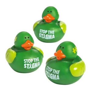 2" Green Mental Health Awareness Vinyl Rubber Ducks - 12 Pc.