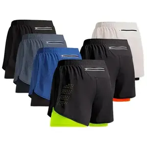 New Men's Fitness Training Shortss Summer 2 in 1 Quick Dry Gym Beach Running Double-deck Short Outdoor Sportswear Men Shorts #   Summer #   outdoor fun.