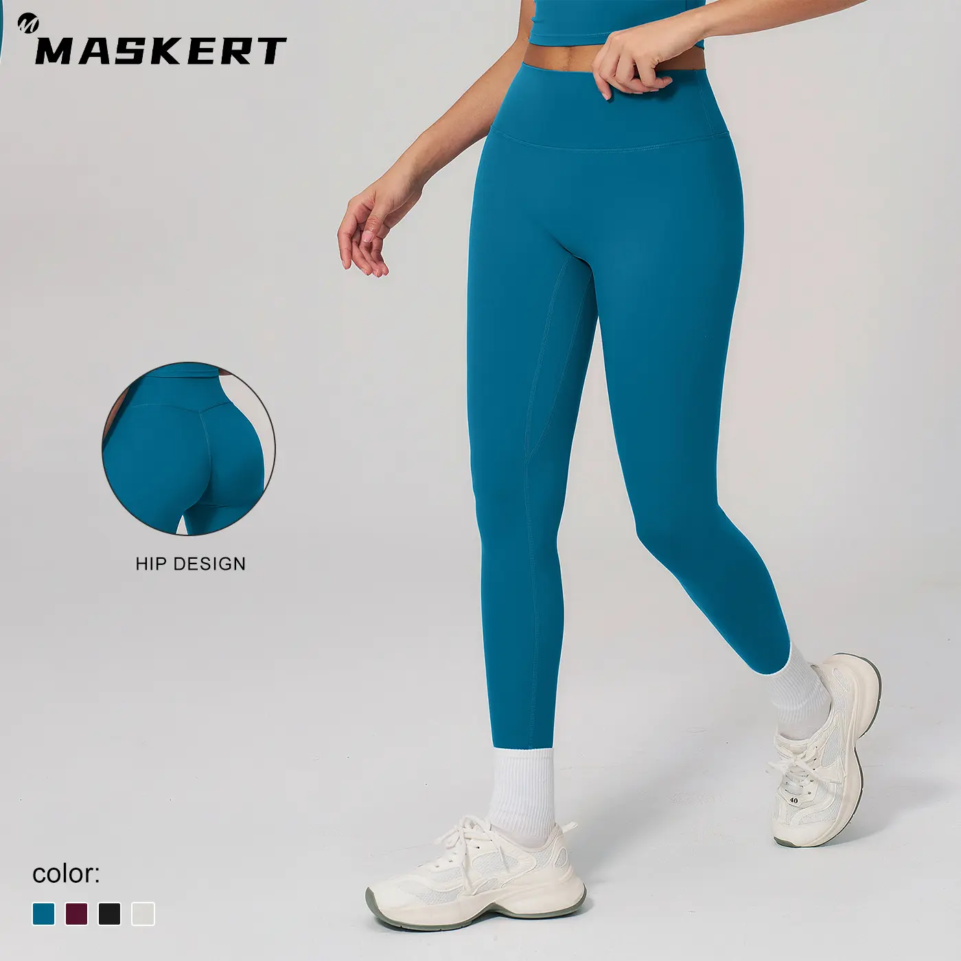 MASKERT Women's High-Waist Athleisure Fitness Leggings – Solid Color, Highly Elastic, Breathable, Seamless Slim Fit for Gym & Yoga, Women’s Activewear Gym Clothing, summerwins