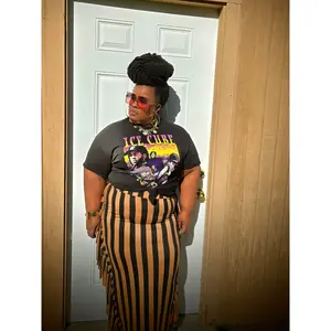 Mocha Noir Black and Brown Pinstripe Skirt