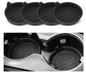 Silicone Car Cup Holder Coasters – Universal Non-Slip Inserts for Vehicle Interiors, Set of 4 (Black)