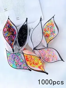 1000 Pcs Cute Colorful Hair Ties, Abs Disposable Hair Bands, Scrunchies, Spring Colors, Perfect for Girls Daily Wear, Back-To-School Gift Pack