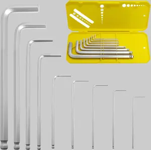9 PCS Hex Key Set, Ball-End Allen Wrench Set, CR-V Allen Key Set, Metric Hex Wrench Set with 1.5-10MM Sizes, Ergonomic Non-Slip Portable Storage Case for Furniture, Bike, Electronics