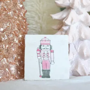 Large Pink Nutcracker Marble Coasters- Set of 4