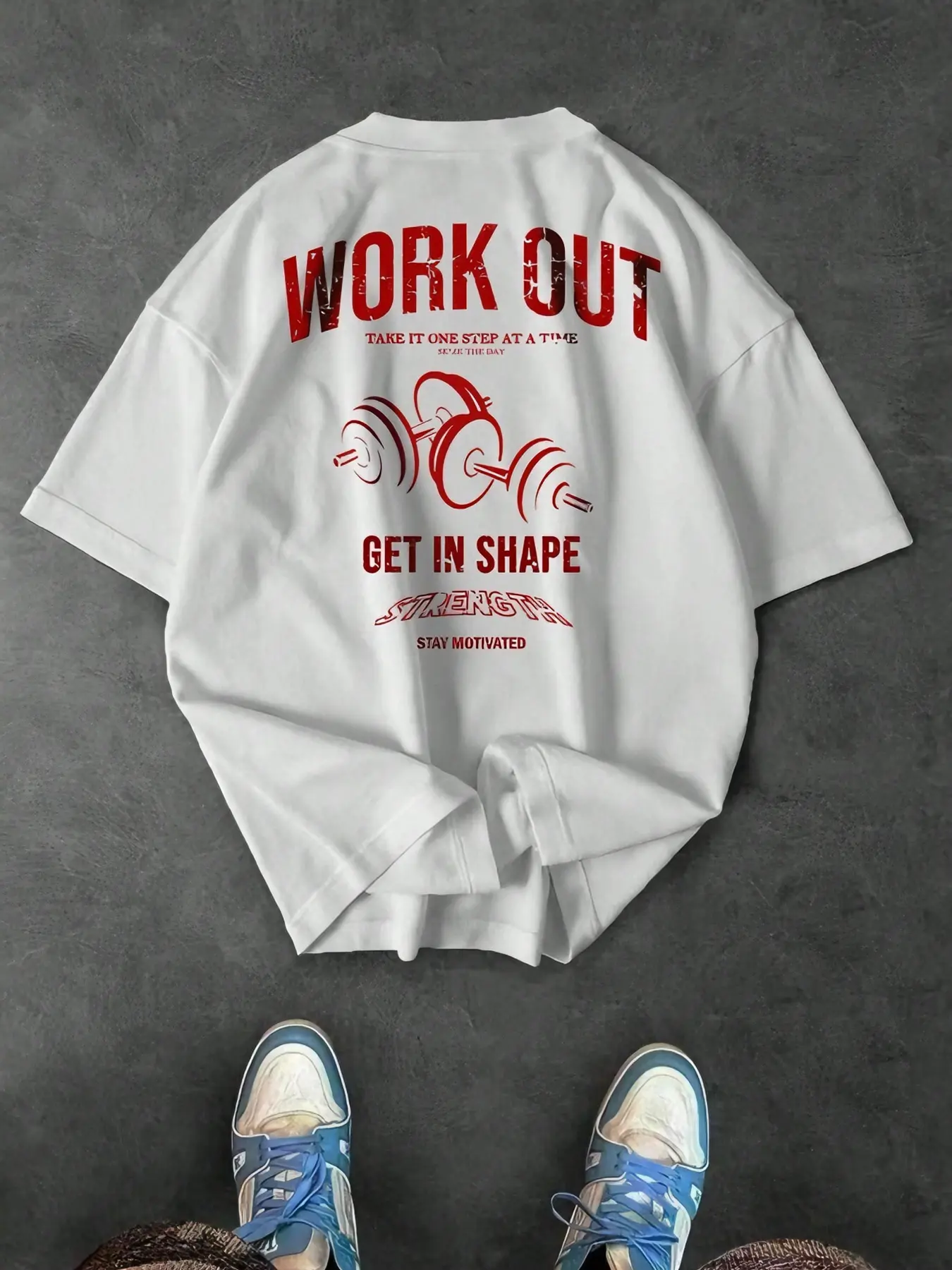 Trendy Workout Inspiring Loose Fit T-Shirt, Activewear Tee, Weightlifting Print, Motivational Slogan, Comfortable Casual Top, Unisex Street Style, Streetwear, Artwork Tee, Bodybuilding Tee