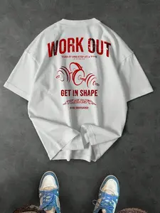 Trendy Workout Inspiring Loose Fit T-Shirt, Weightlifting Print, Motivational Slogan, Comfortable Casual Top, Unisex Street Style