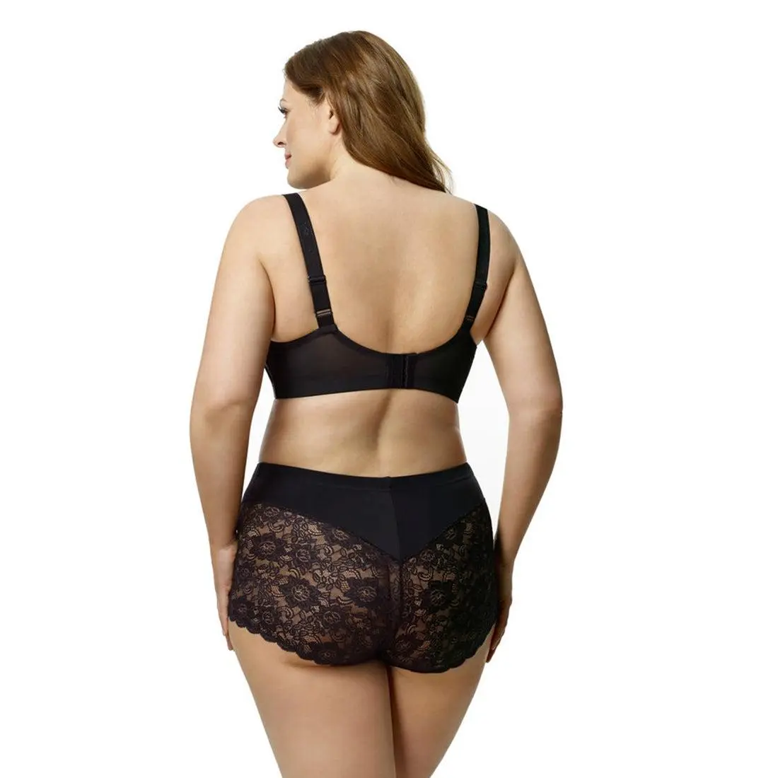 Elila Women’s Plus Size Lacey Curves Cheeky Panty, Style 3311 Black