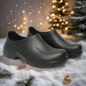 Christmas gifts TEER Kitchen Shoes for Men - Black Non-Slip Rubber Sole Oil & Water Resistant EVA Material Lightweight Comfortable Work Footwear for Food Service
