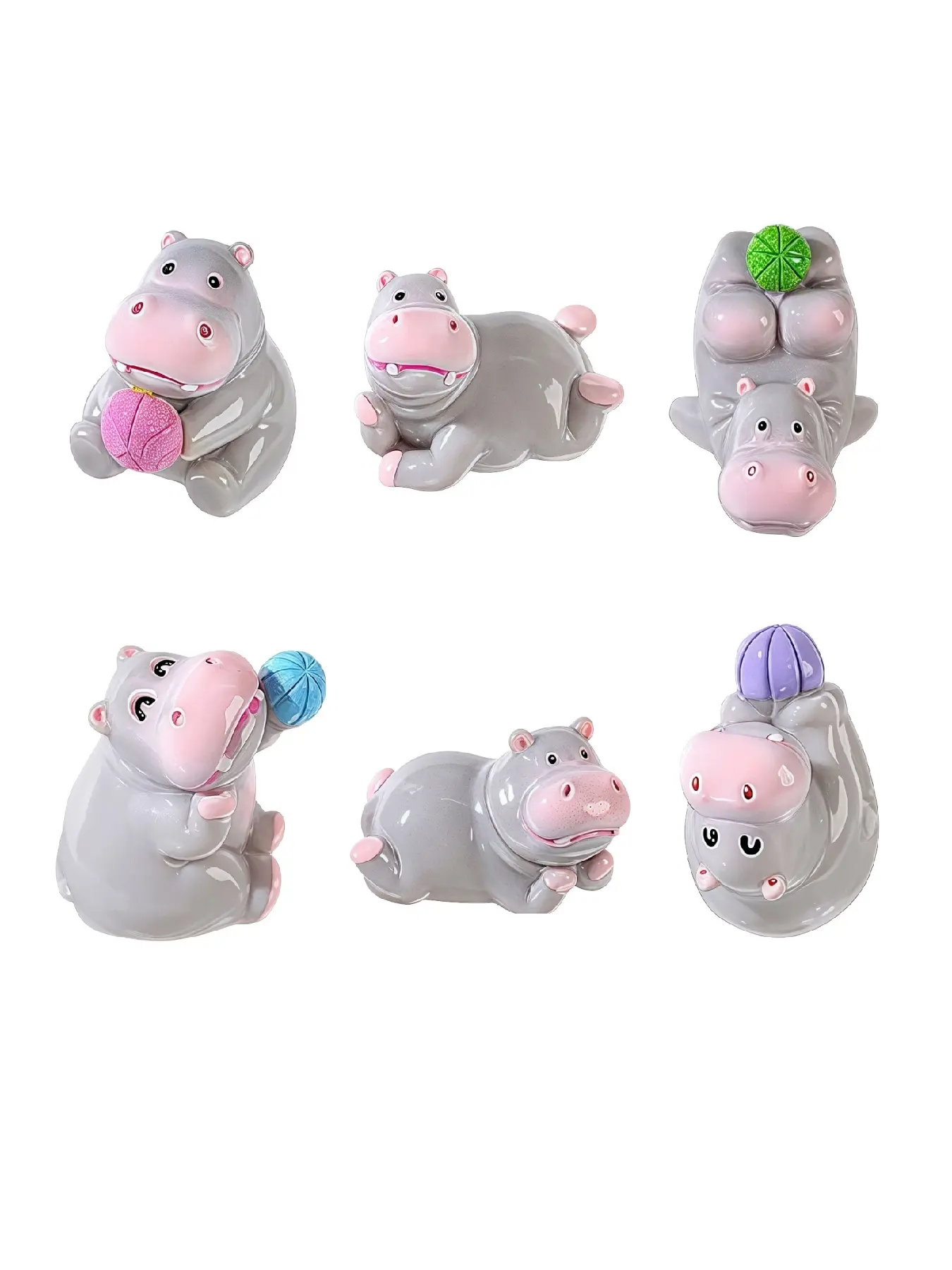 6-Pack 3D Hippo Shoe Charms, Shoe Charm Set, Cute DIY Shoe Decorations, Animal Design, Perfect for Birthday Parties, All Seasons, Footwear Accessories