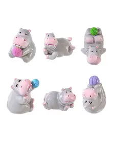 6-Pack 3D Hippo Shoe Charms, Shoe Charm Set, Cute DIY Shoe Decorations, Animal Design, Perfect for Birthday Parties, All Seasons, Footwear Accessories