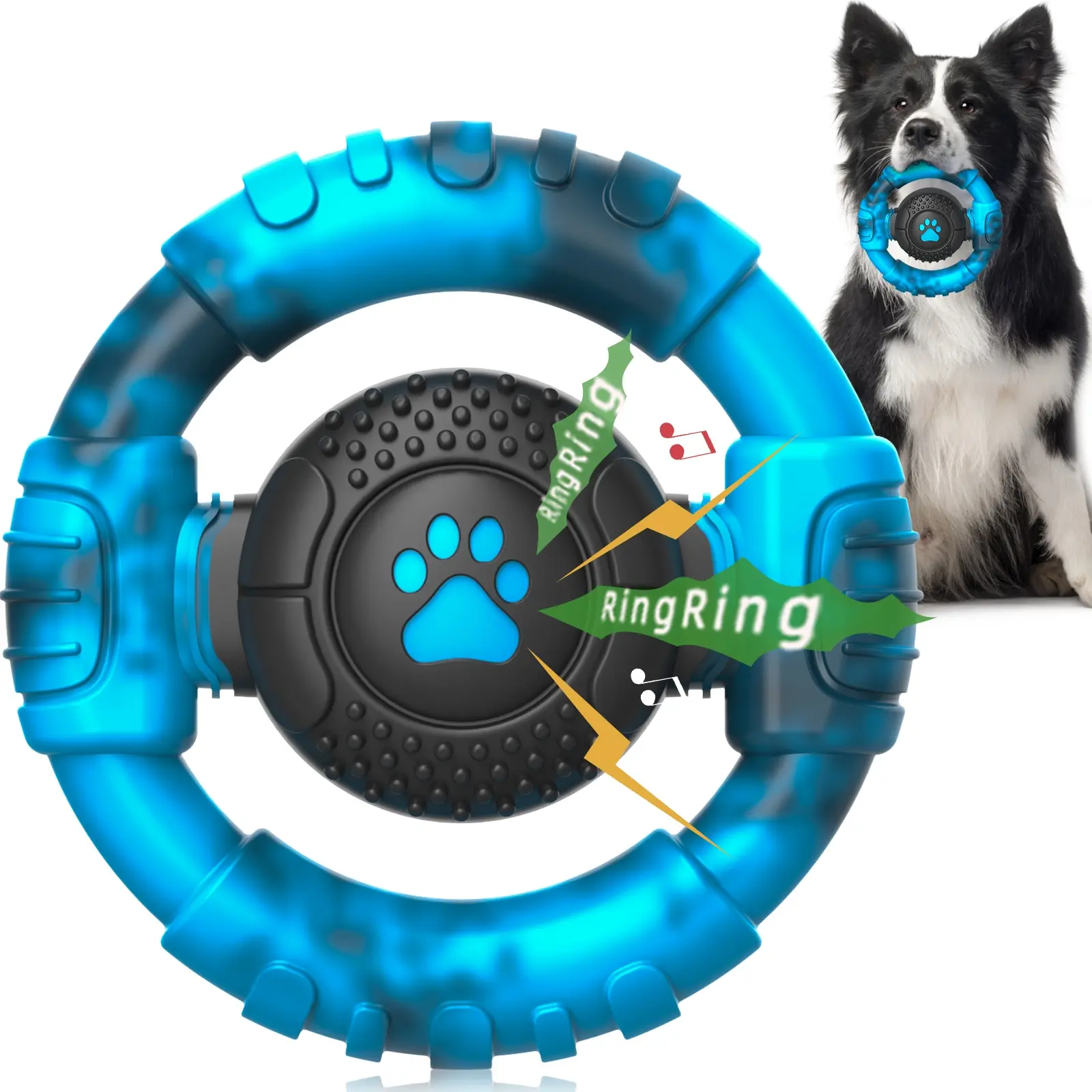 Dog Chew Toys for Aggressive Chewers - Indestructible Dog Toy Made with Durable Nylon & Rubber, Tough Long-Lasting Dog Chews with Squeaky Activation, Dog Toys to Keep Them Busy & Reduce Boredom