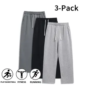 3-Pack All-Season Drawstring Sweatpants | Loose Fit, Comfortable Casual Pants for Men (Optional 3-Pack and Single Pack)