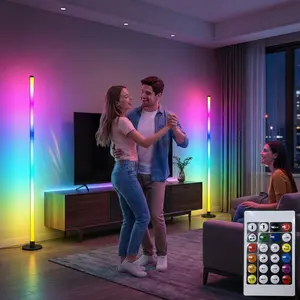 1PC/2PCS Smart RGB LED Floor Lamp, floor lights for living room, 16 Million Colors, USB Powered Color Changing Ambient Light with App & Remote Control, Music Sync Smart Standing Atmosphere Lighting, Minimalist Modern Decor Lamp for Gaming Room Bedroom