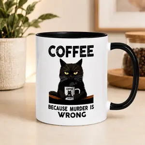 Funny Coffee Mug Adult Humor Gifts for Women Men, Coffee Because Murder is Wrong, Birthday Christmas White Elephant Mothers Day Gift for Work Friends, Boss, Friend, Employee, Sister, 11OZ