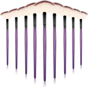 9 Pieces Facial Fan Mask Brushes, Soft Facial Applicator Brushes Tools for Peel Glycolic Makeup for Mud Cream(Purple)