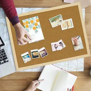 Wooden Frame Cork Board, Decorative Memo Board for Office and Home, Wall Decoration for Classroom, Message or Vision Board for School and Family