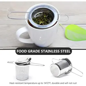 Stainless Steel Tea Strainer, 1 Count Large Capacity Tea Strainer with Foldable Handle & Lid, Tea Making Tool for Home Kitchen, Tea Infuser