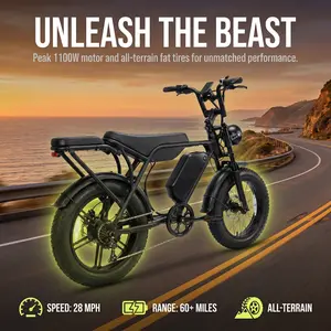 Off-Road Electric Bike | Powerful 1150W Motor, 60V 15Ah Battery, 20"×4 Fat Tires, Shimano 7-Speed, Up to 28MPH & 80 Miles Range