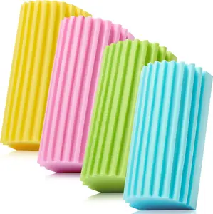 4 Pack Damp Dusting Sponge Cleaner – Reusable Household Cleaning Sponge Tool for Blinds, Baseboards, Fan Blades, Vents, Glass, Railings & Mirrors (Multicolor)