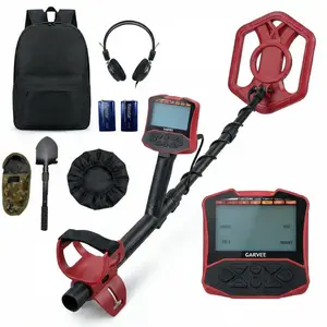 Professional Metal Detector for Adults with 5 Modes, IP68 Waterproof Search Coil, Larger Backlit LCD Display, High Accuracy Gold & Coin Detector for Beach Treasure Hunting, Beginner Friendly, Red