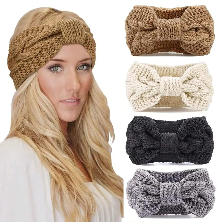Knit Crochet Headband For Women Ear Warmer Soft Turban Stretch Headbands Warmer Winter Running Fashion Head Wrap Winter Accessories