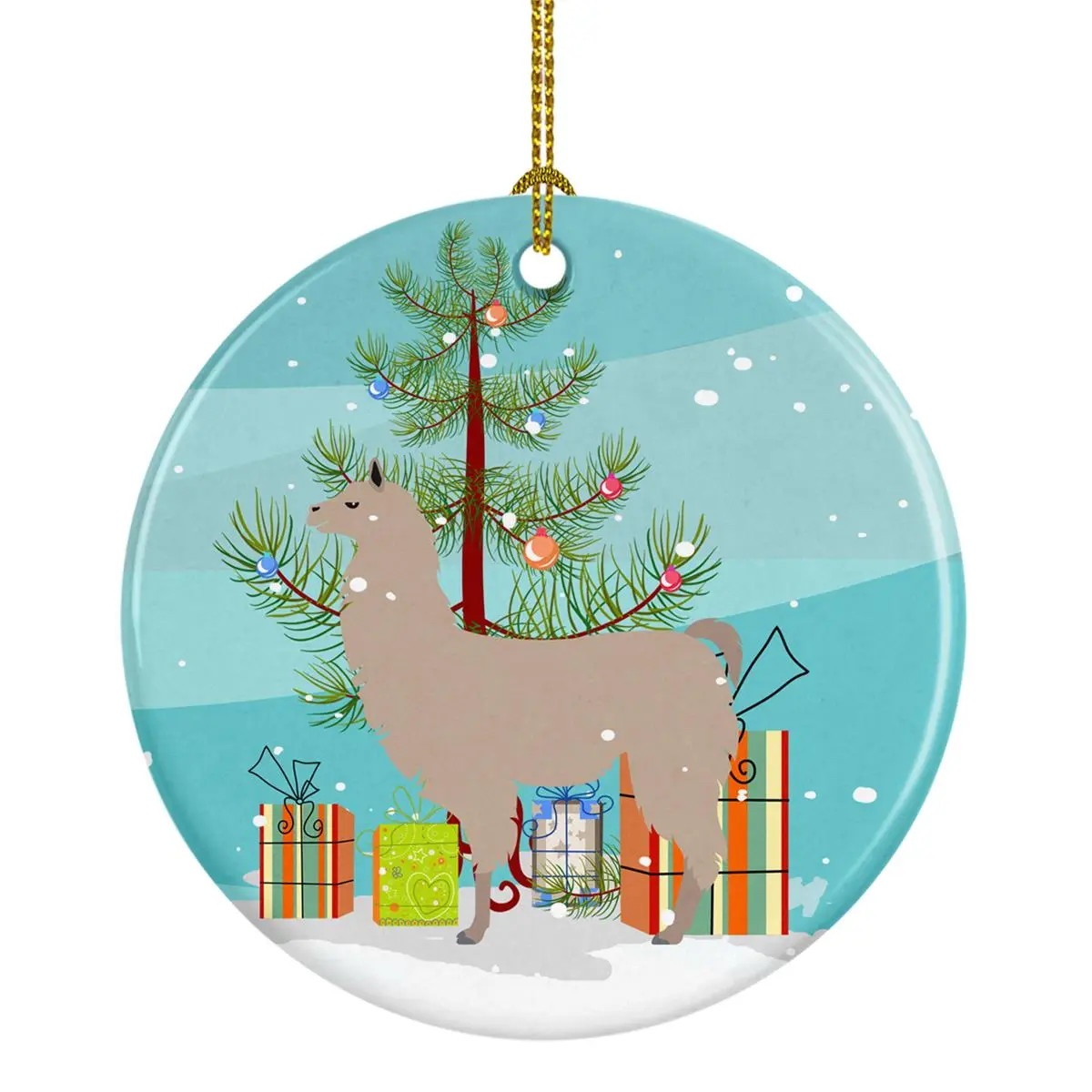 Llama Christmas Porcelain Ornament, Paintable Festive Home Decoration, Ideal Gift for Friends, Friend