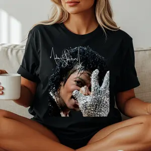 Michael Jackson Silver Glove Graphic Tee, King of Pop MJ Signature T-Shirt for Men and Women